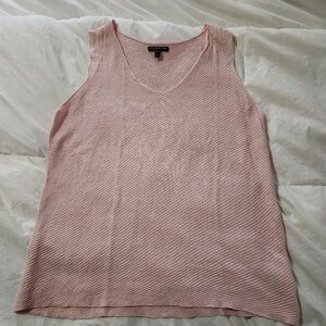 Eileen Fisher Tank Top Fine Gauge Linen Diagonal Rib in pink Size Medium